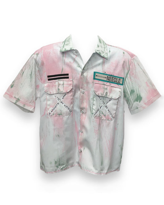 FIESTA SB  Abstract Hand-Painted Button-Down Short Sleeve Shirt