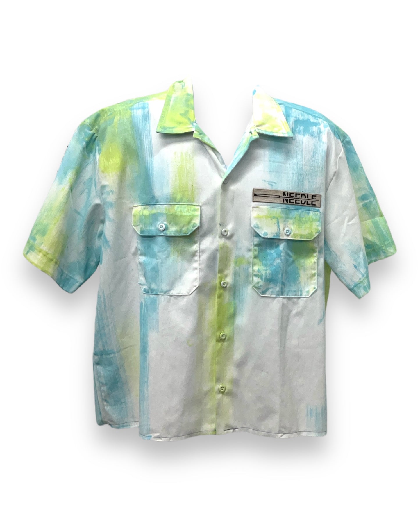 FIESTA ODESSA  Abstract Hand Painted Button-Down Short Sleeve Shirt