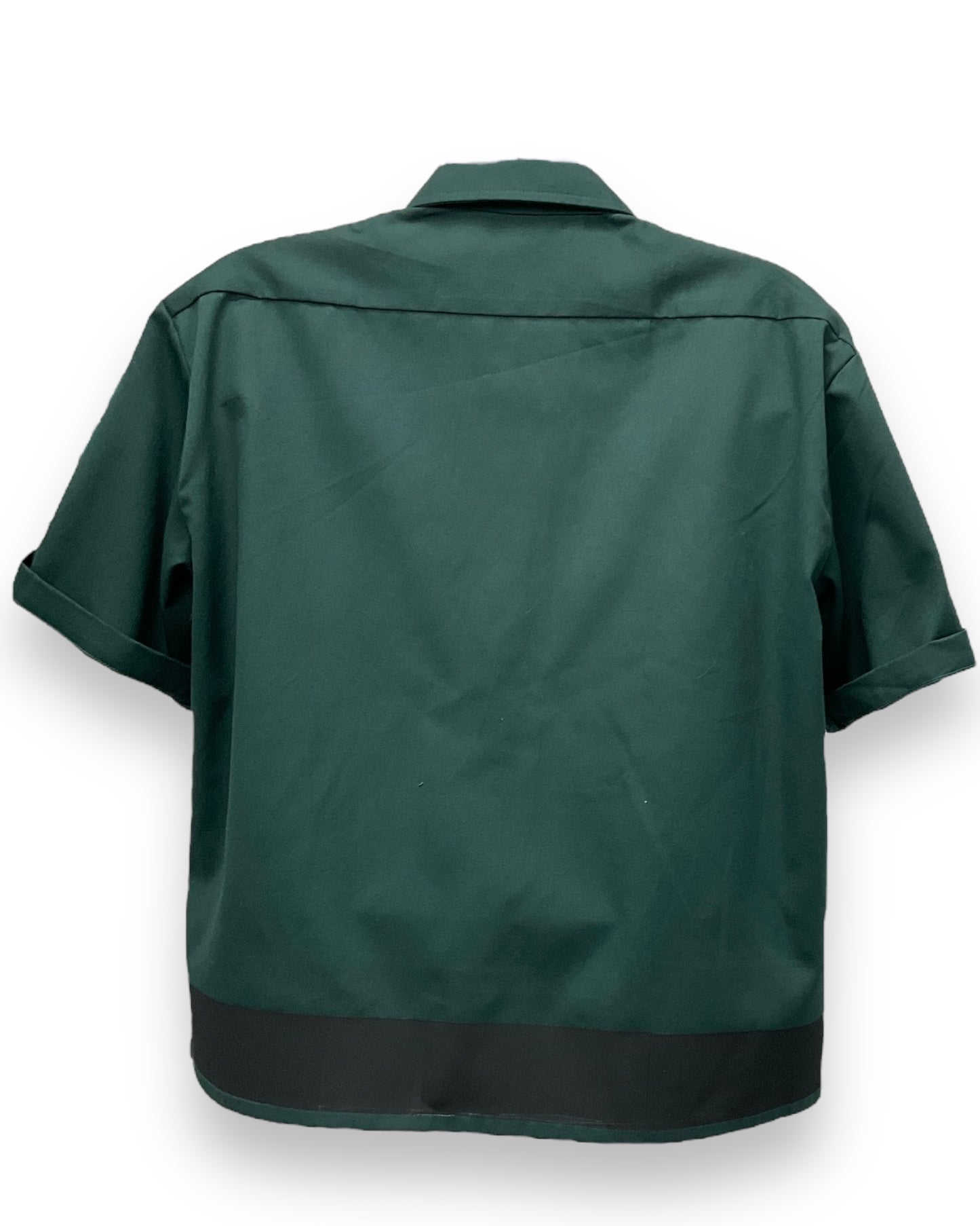 ART DECO Button-Down Short Sleeve Shirt K.Green Black Frame