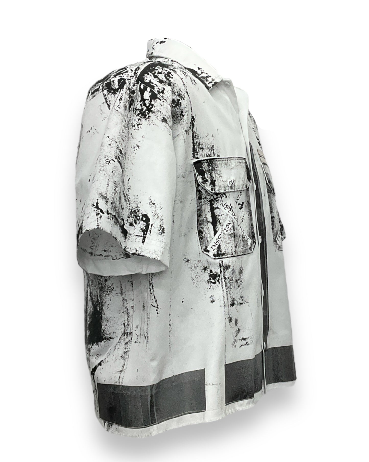 UNION Abstract Painted Button-Down Short Sleeve Black & White Shirt
