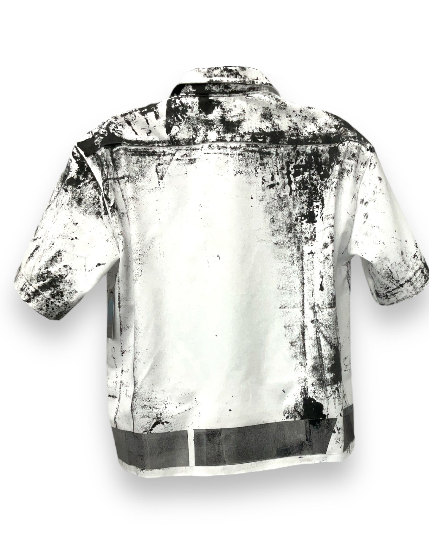 UNION Abstract Painted Button-Down Short Sleeve Black & White Shirt