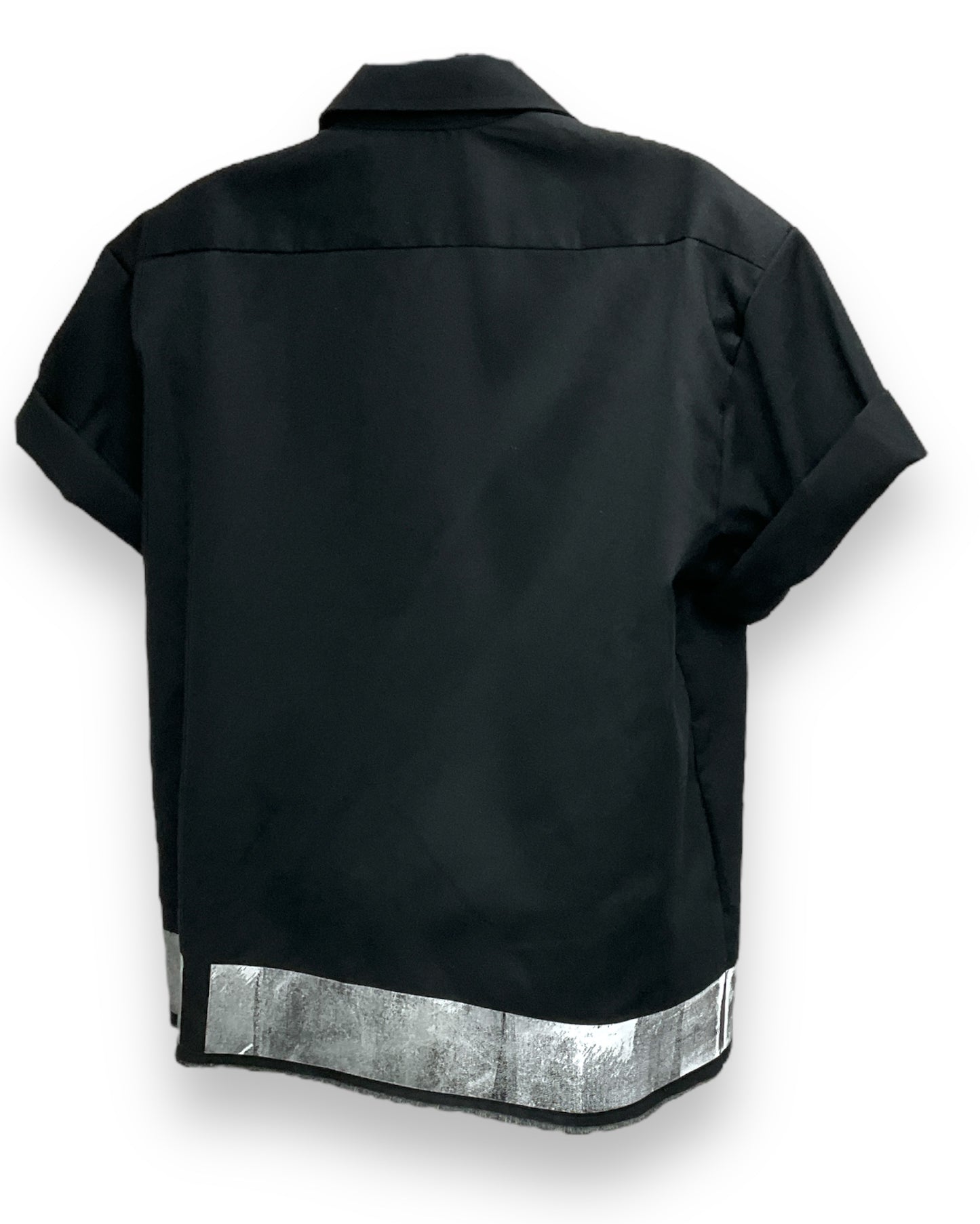 VENEZIAN RUST Button-Down Short Sleeve Shirt Black White Base