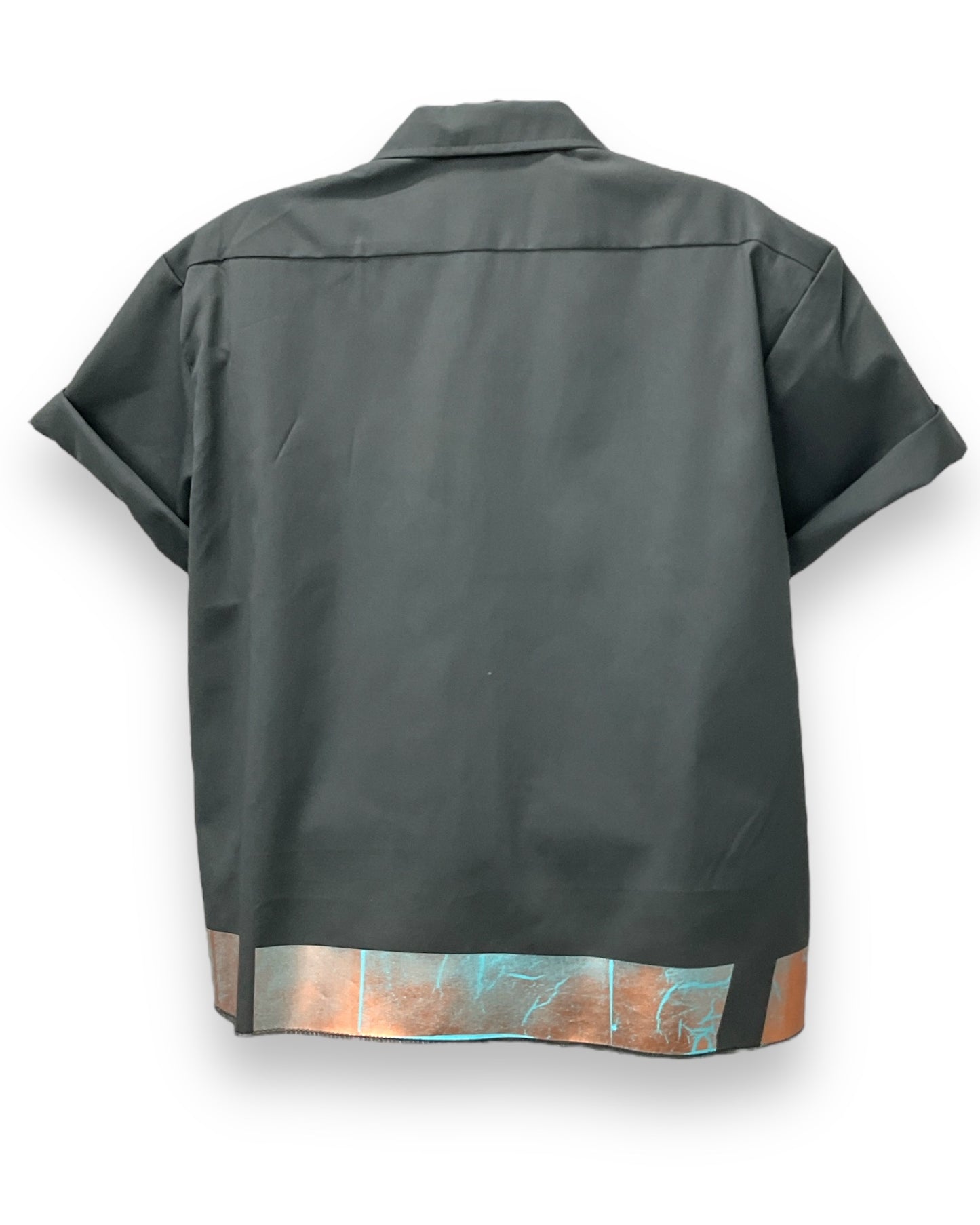 VENEZIAN RUST Button-Down Short Sleeve Shirt Charcoal TealCopper Base