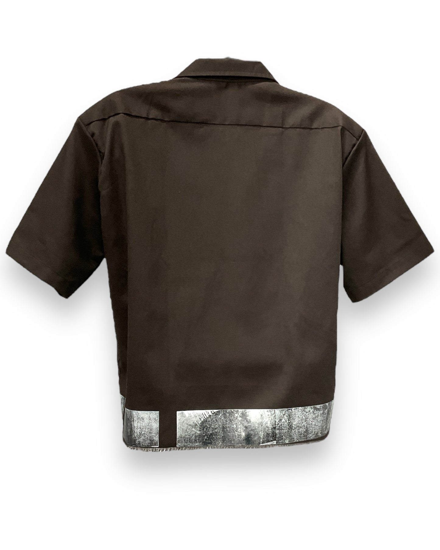 VENEZIAN RUST Button-Down Short Sleeve Shirt Dark Brown White Black Base