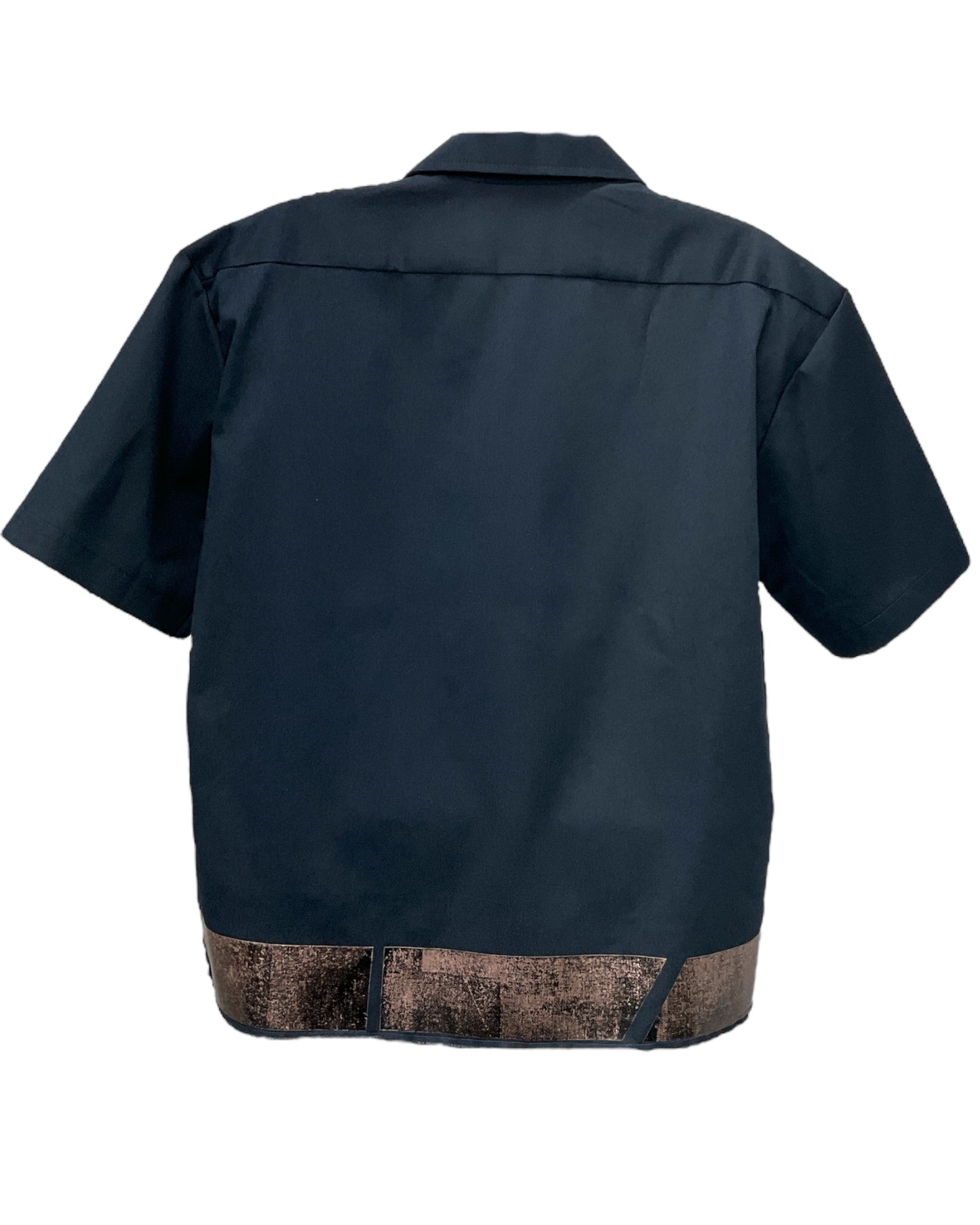VENEZIAN RUST Button-Down Short Sleeve Shirt Dark Navy RoseGold Black Base