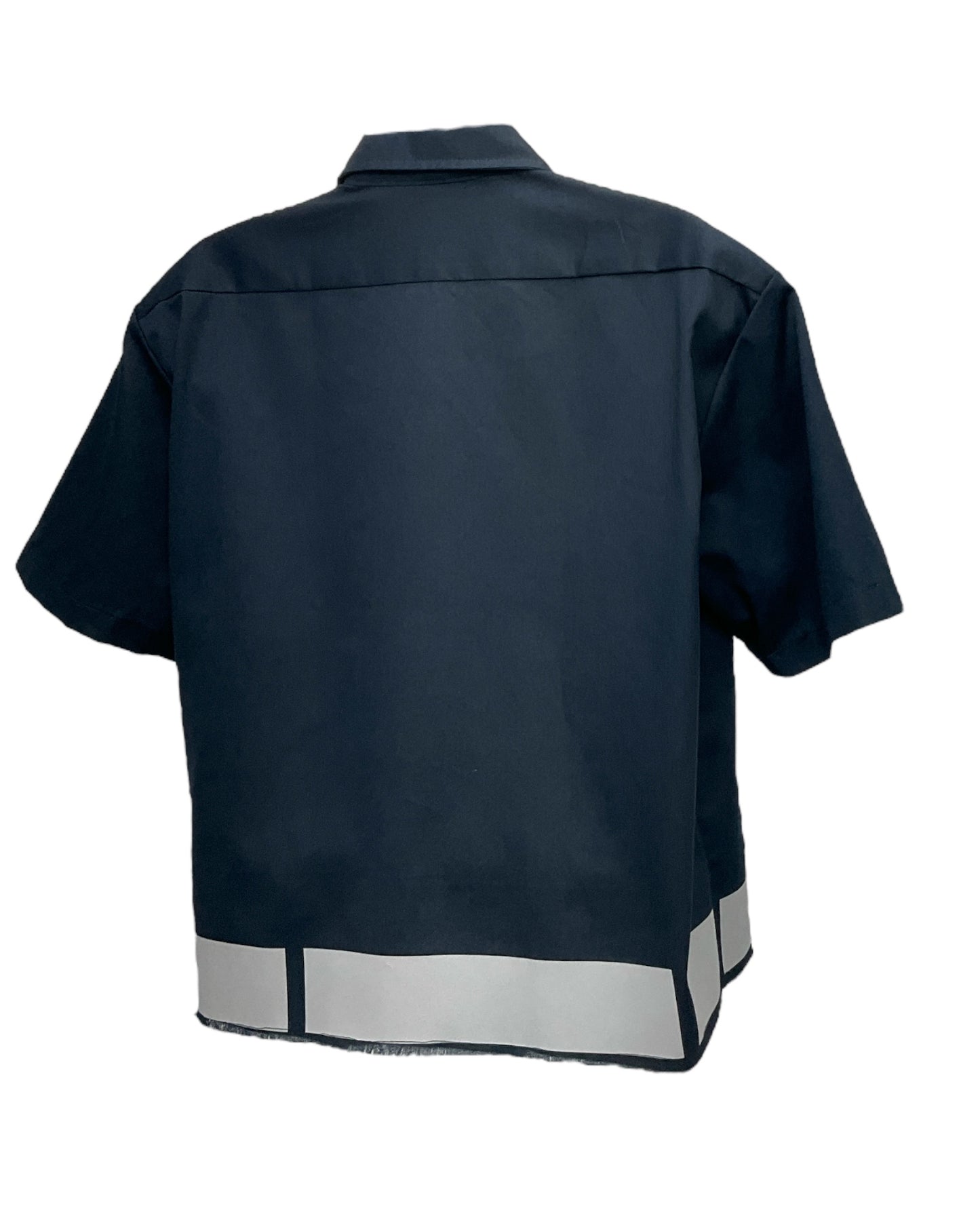 ART DECO Button-Down Short Sleeve Shirt Dark Navy Lt.Grey Frame