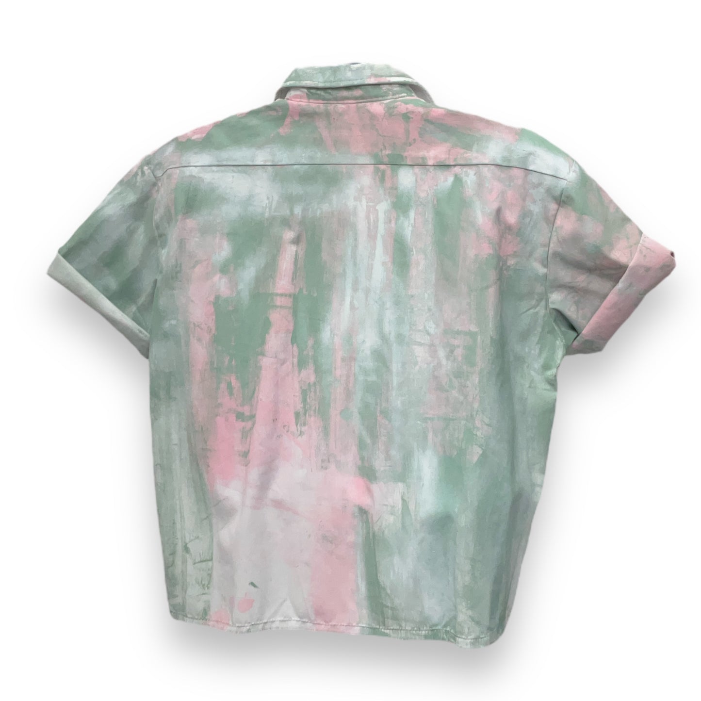 VENEZIAN  Abstract Hand Painted  Button-Down Short Sleeve Shirt