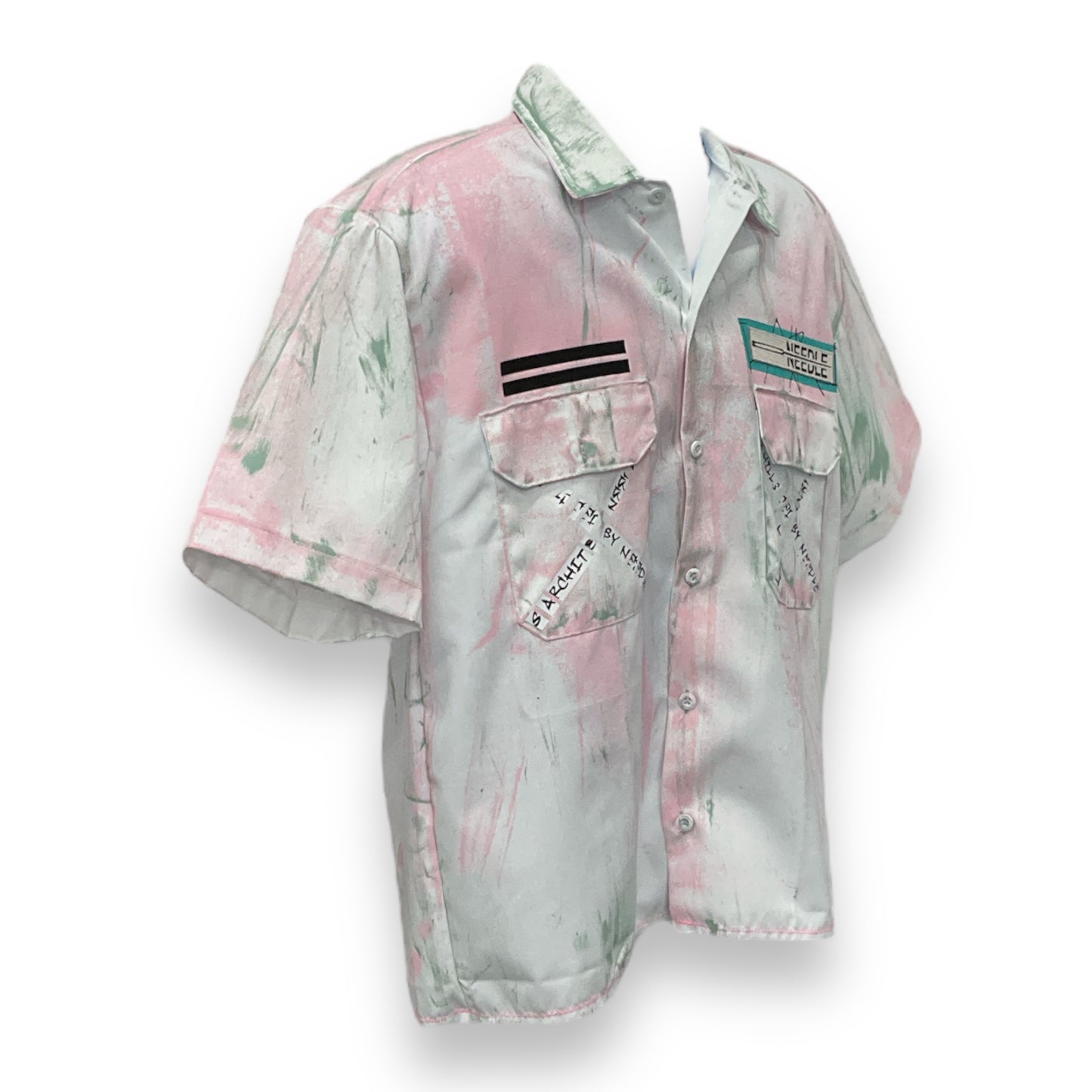 FIESTA SB  Abstract Hand-Painted Button-Down Short Sleeve Shirt