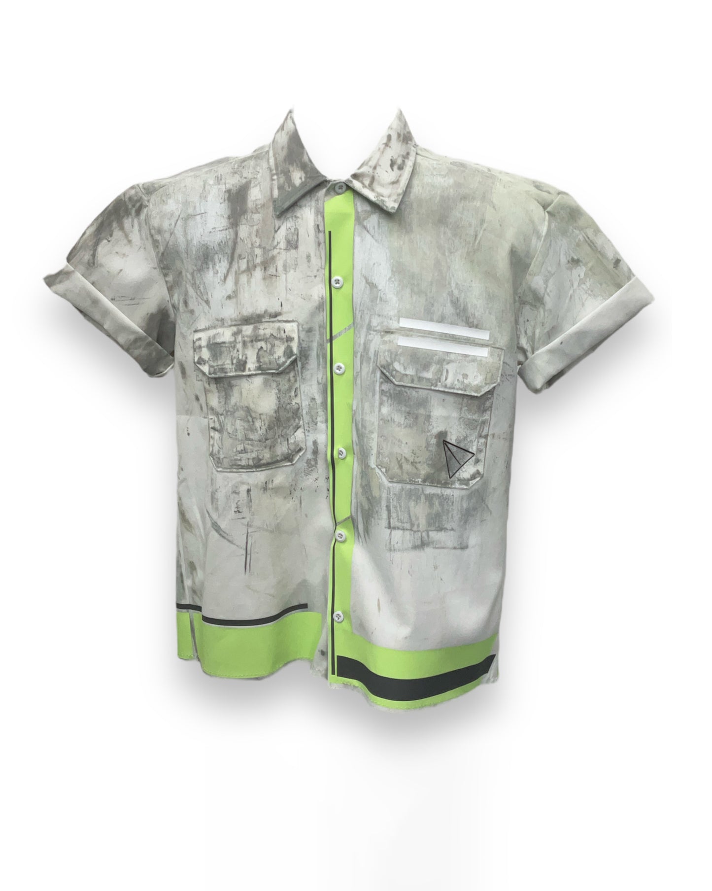 MASTER Abstract Painted Button-Down Short Sleeve Shirt