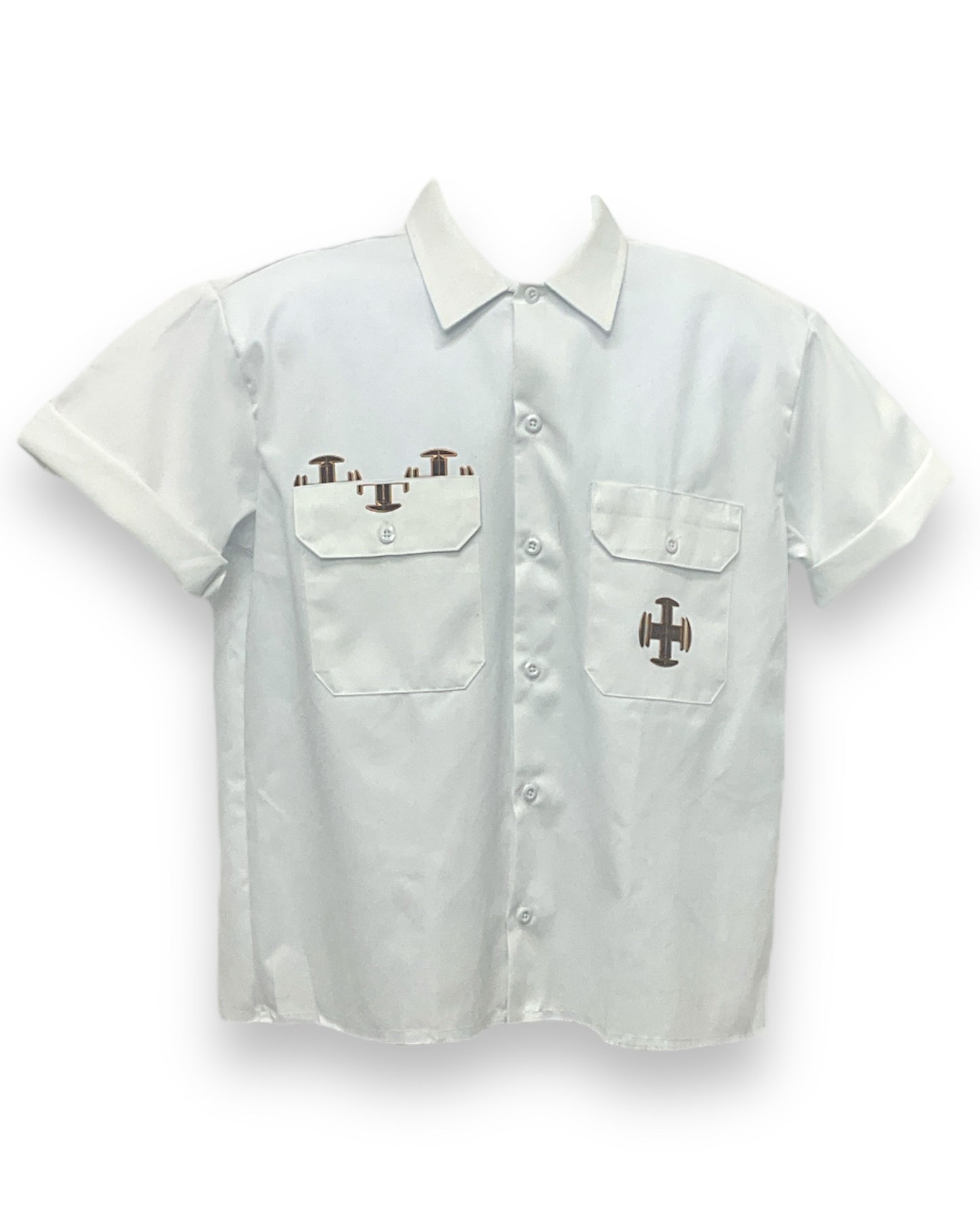 Engineer Button-Down Short Sleeve Shirt White CopperWall