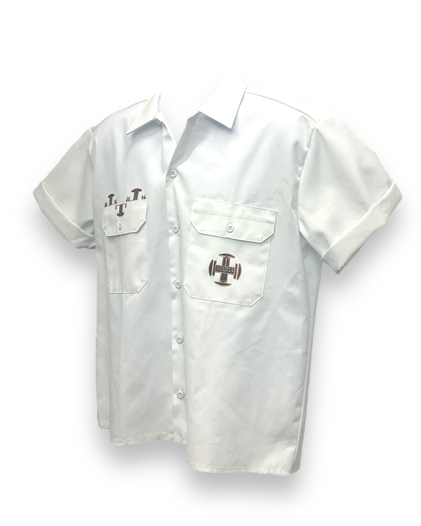 Engineer Button-Down Short Sleeve Shirt White CopperWall