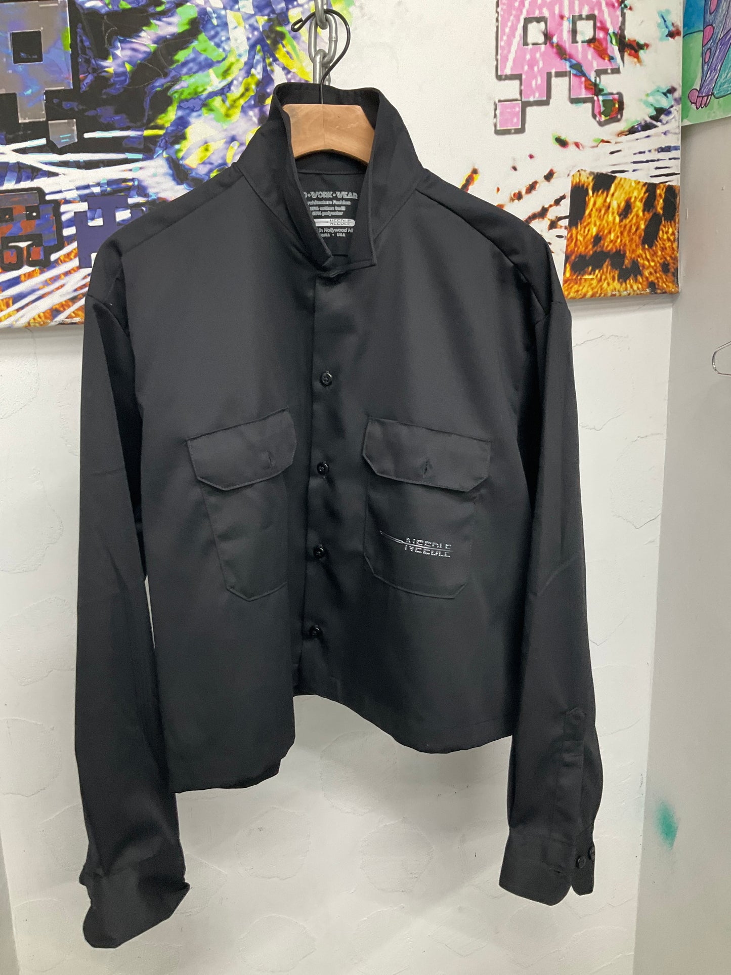 "NEEDLE 12" Button Down L/S Cropped Shirt