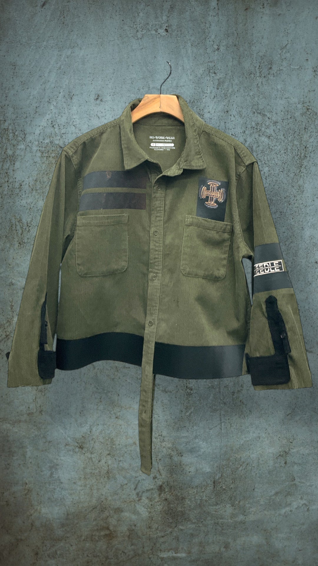 AGO custom  Corduroy Button Down Cropped 3/4 sleeve shirt