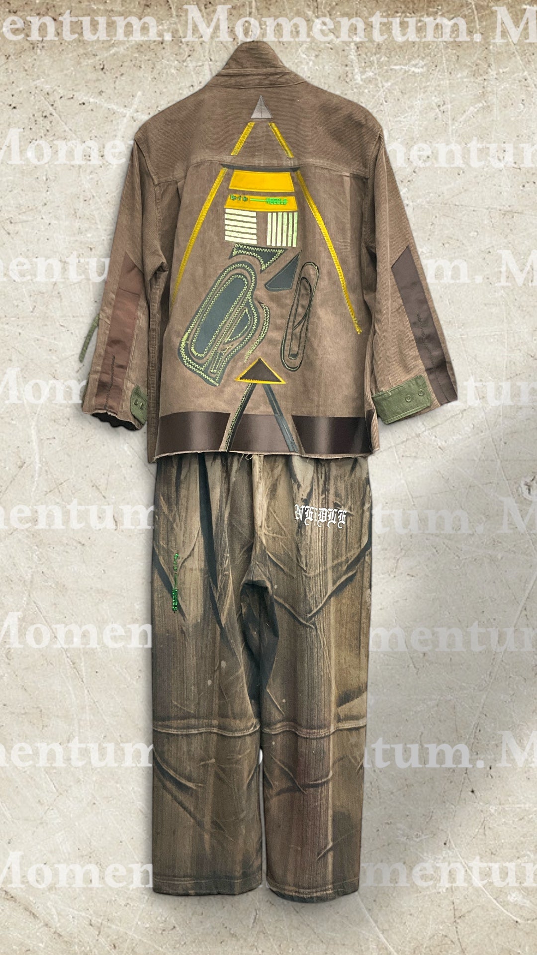 AGO custom  Corduroy Button Down Cropped 3/4 sleeve shirt