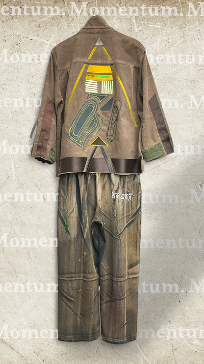 AGO custom  Corduroy Button Down Cropped 3/4 sleeve shirt