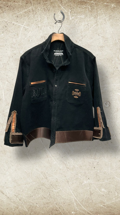 AGO custom  Corduroy Button Down Cropped 3/4 sleeve shirt