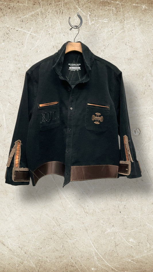 AGO custom  Corduroy Button Down Cropped 3/4 sleeve shirt