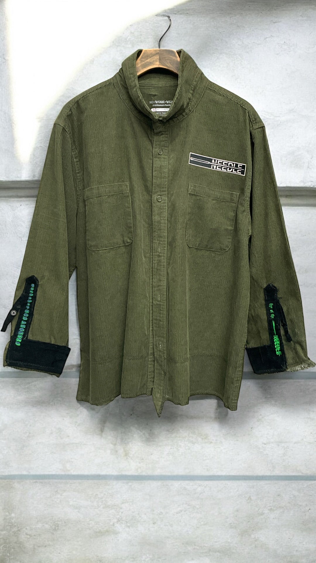 AGO Embroidered  "LA12" Cropped Corduroy  Shirt