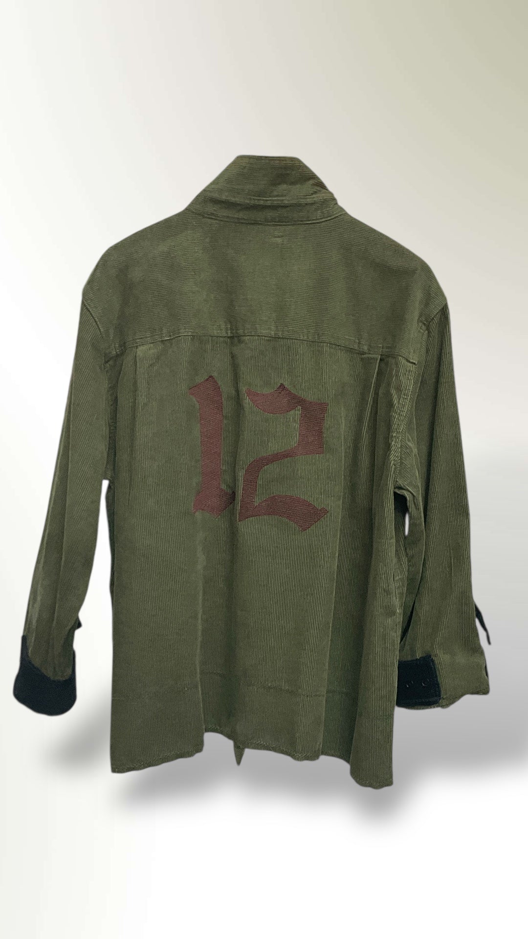 AGO Embroidered  "LA12" Cropped Corduroy  Shirt