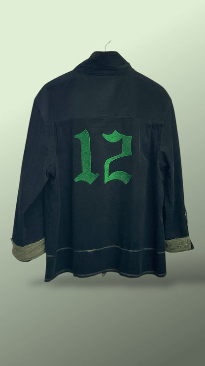 AGO Embroidered  "LA12" Cropped Corduroy  Shirt