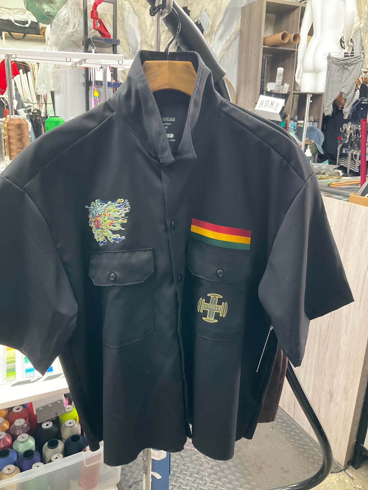 "RASTA Inspired" Button-Down Short Sleeve Shirt