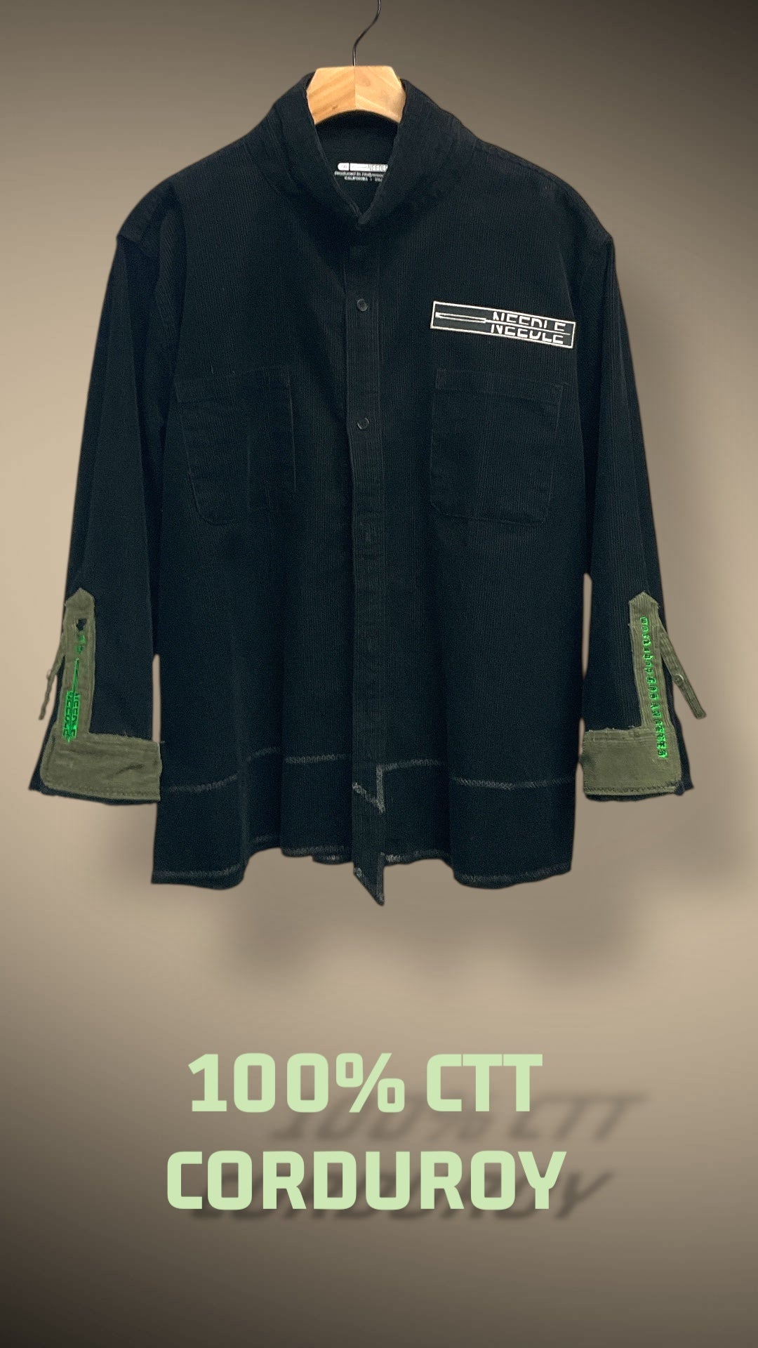 AGO Embroidered  "LA12" Cropped Corduroy  Shirt