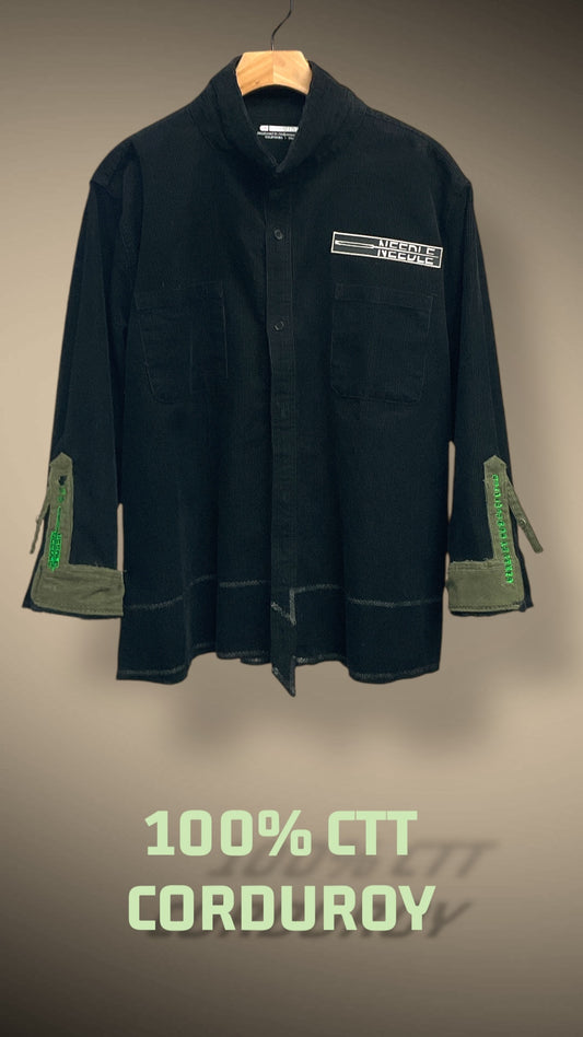 AGO Embroidered  "LA12" Cropped Corduroy  Shirt