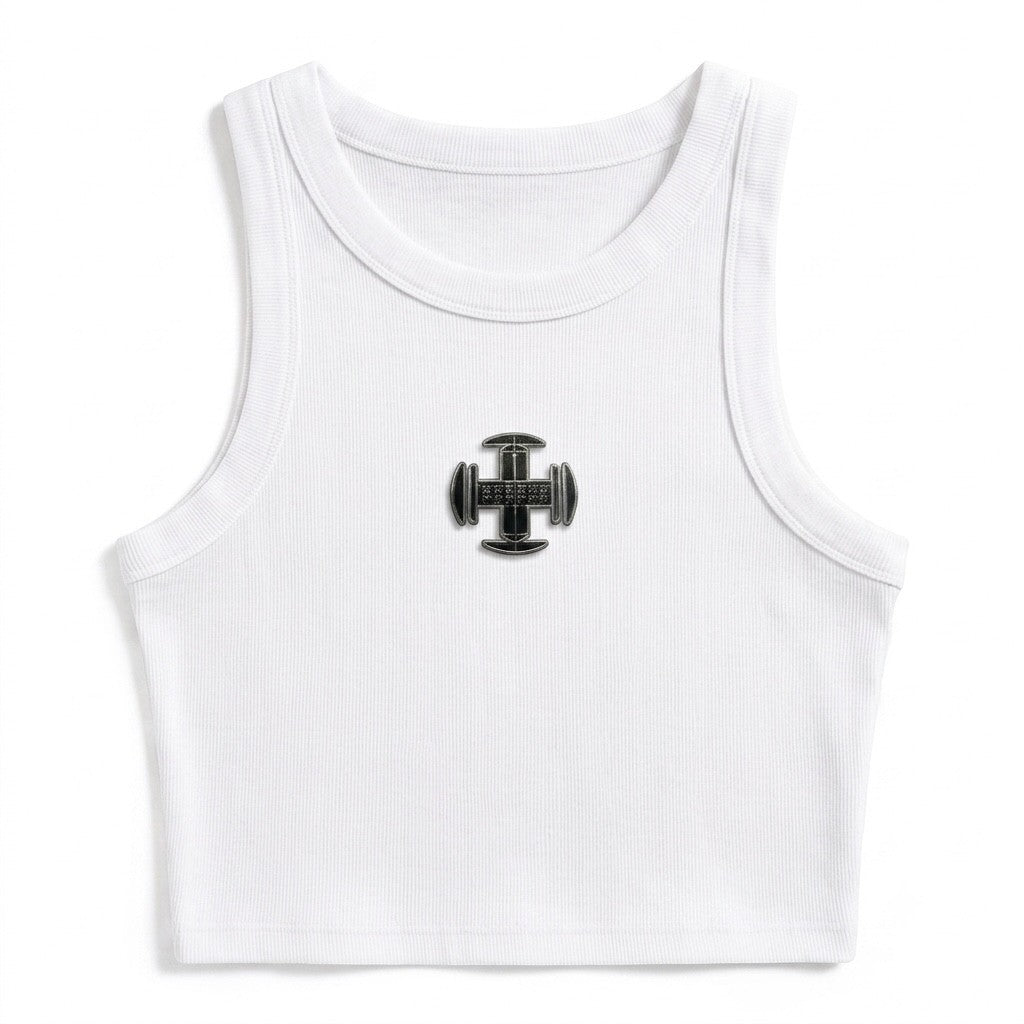 AGO'S RIB CROP TANK - White Flat Lay