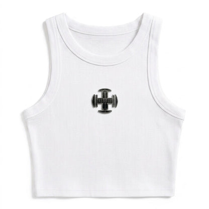 AGO'S RIB CROP TANK - White Flat Lay