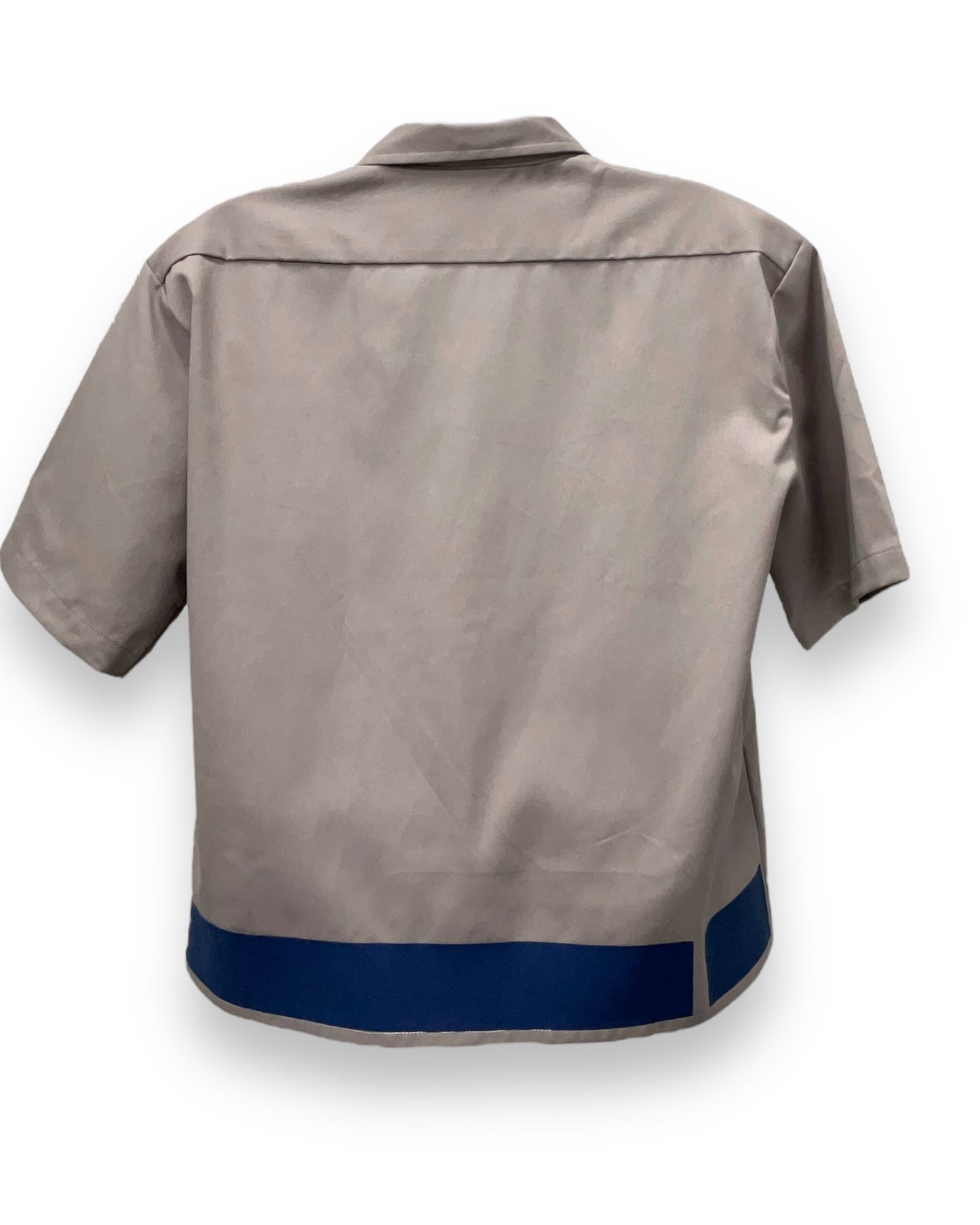 ART DECO  Button-Down Short Sleeve Shirt Silver University Blue Frame