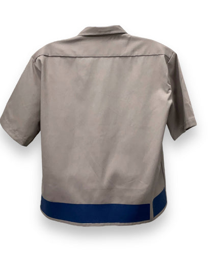 ART DECO  Button-Down Short Sleeve Shirt Silver University Blue Frame