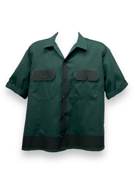 ART DECO  Button-Down Short Sleeve Shirt K.Green Black Frame
