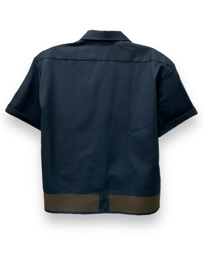 ART DECO  Button-Down Short Sleeve Shirt Dark Navy D.Brown Frame