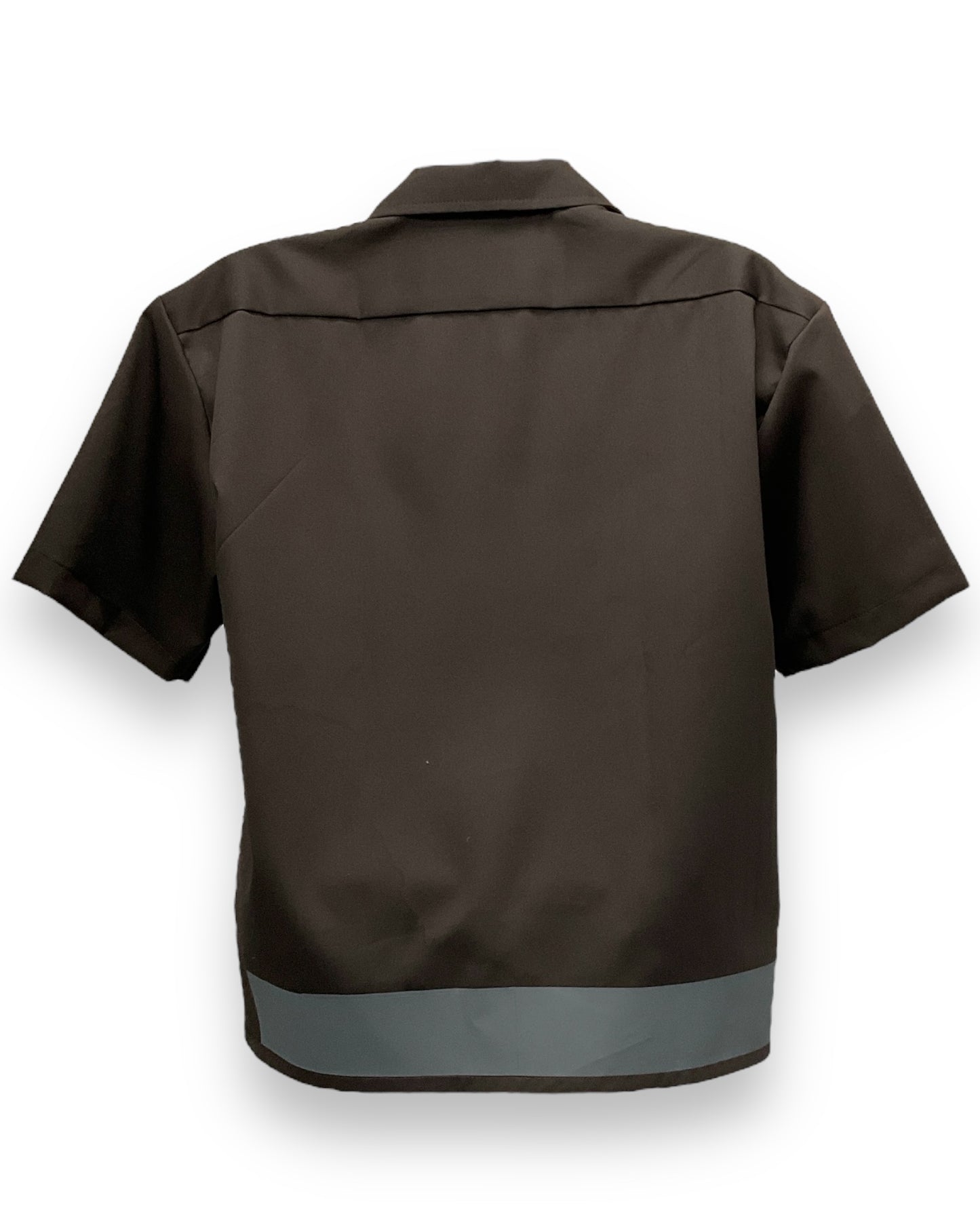 ART DECO  Button-Down Short Sleeve Shirt D.Brown Gray Frame