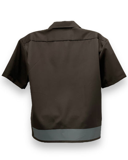 ART DECO  Button-Down Short Sleeve Shirt D.Brown Gray Frame