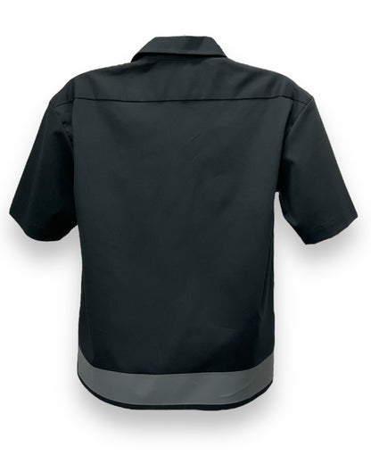 ART DECO  Button-Down Short Sleeve Shirt Black Charcoal Frame