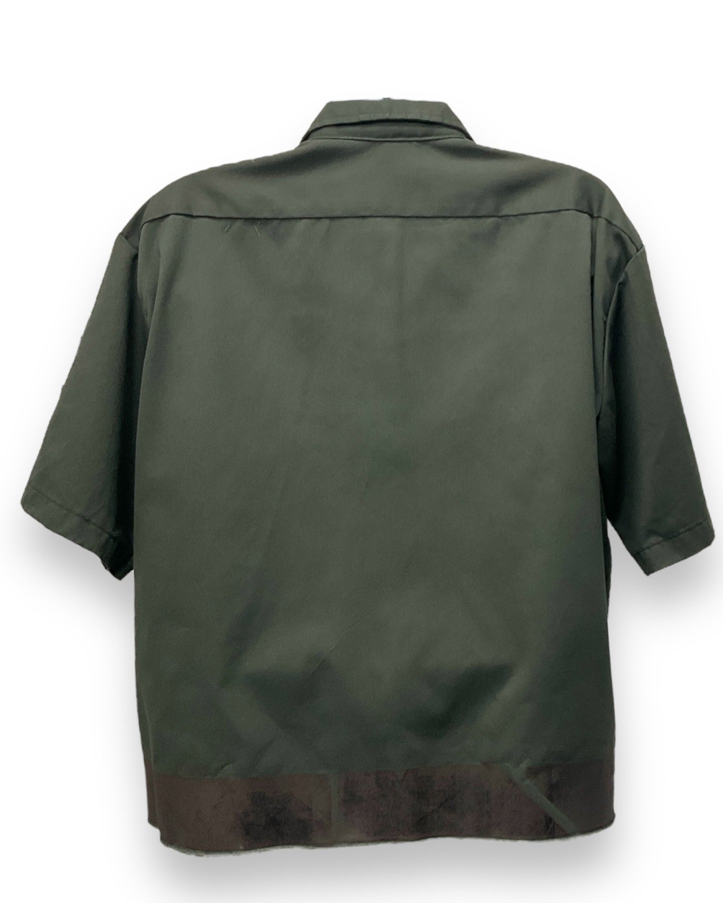 VENEZIAN RUST Button-Down Short Sleeve Shirt Olive Brown Black Base