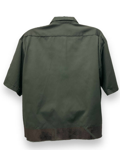 VENEZIAN RUST Button-Down Short Sleeve Shirt Olive Brown Black Base