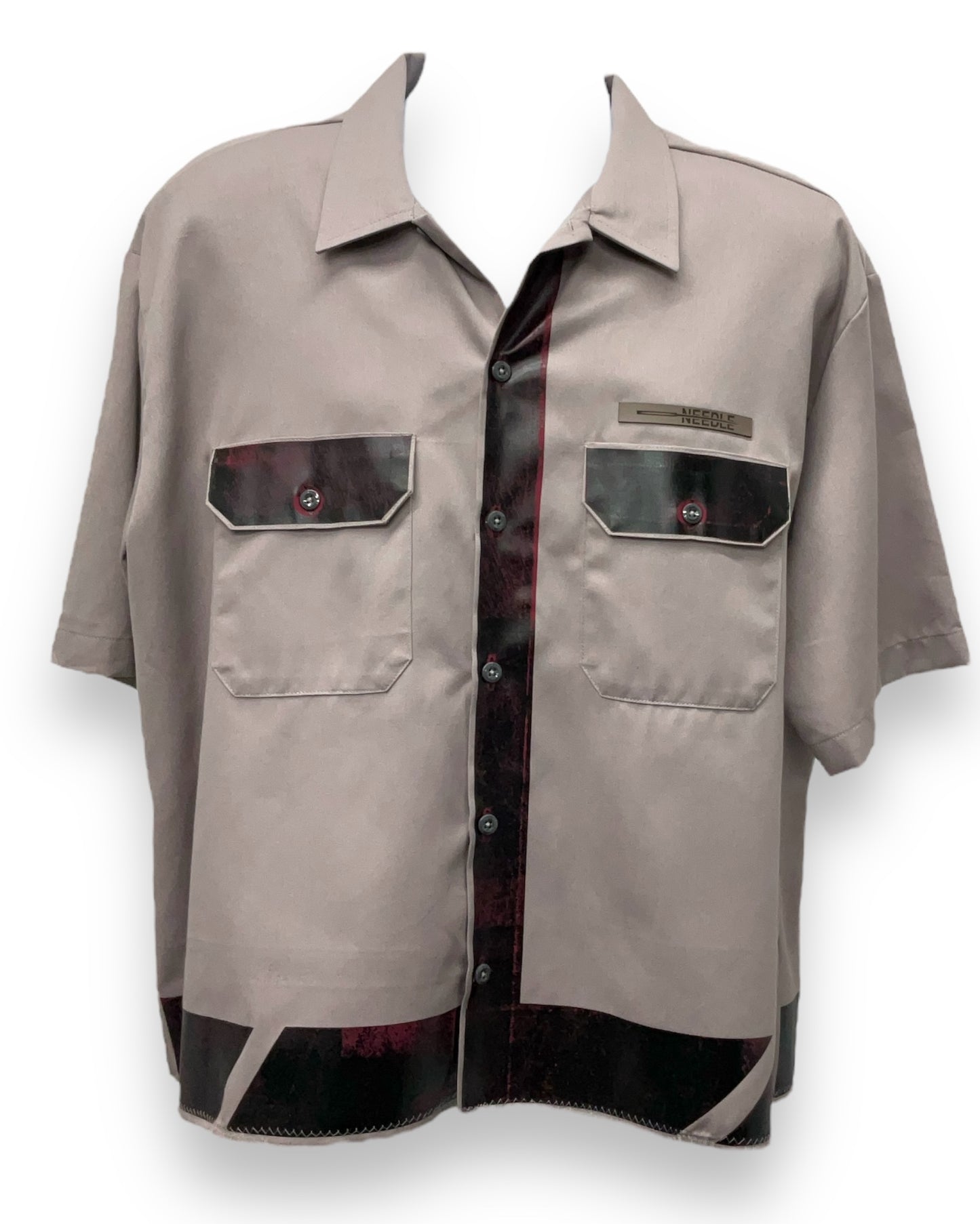 VENEZIAN RUST  Button-Down Short Sleeve Shirt Silver Copper Frame
