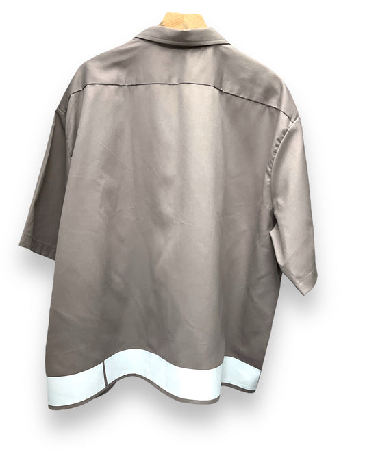 ART DECO  Button-Down Short Sleeve Shirt Silver Soft White Frame
