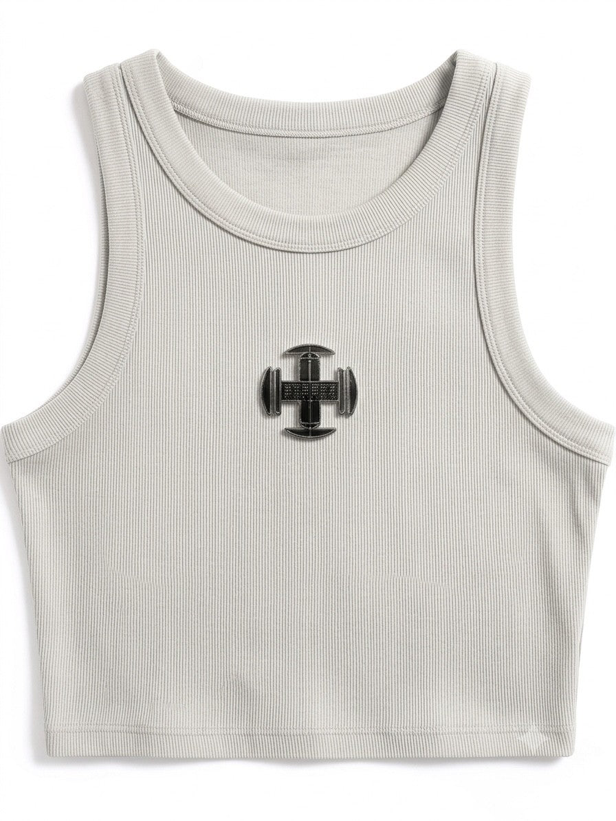 AGO'S RIB CROP TANK - Bone Flat Lay