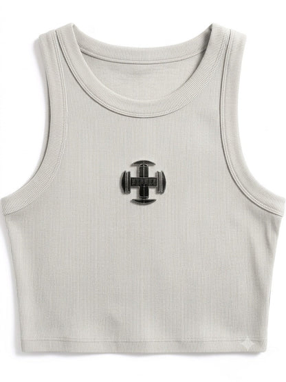 AGO'S RIB CROP TANK - Bone Flat Lay
